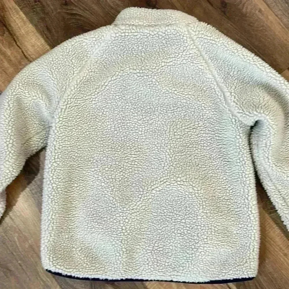 jcrew crewcuts kids sherpa jacket zip front girls 14 cream, navy, & neon pink - Picture 12 of 15